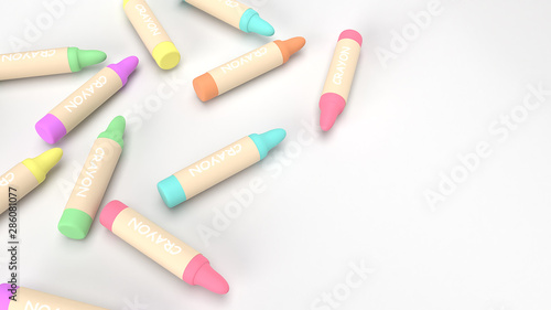 3d rendering crayons multicoloured for kid concept.