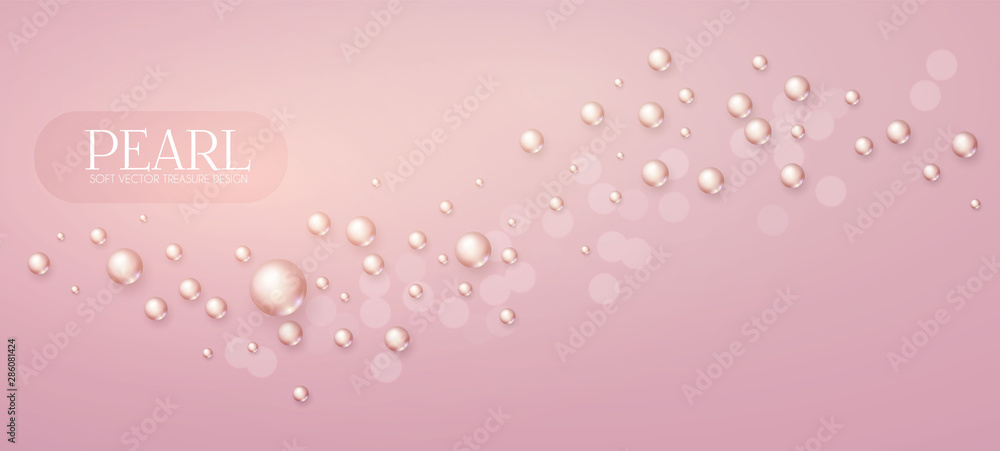 Elegant 3D Pink Pearls. Pearl Beads. Treasure realistic design. Elegant 3D Pink Pearls. Pearl Beads. Treasure realistic design.