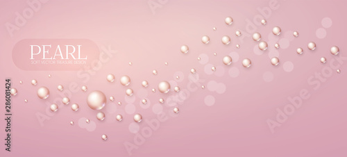 Elegant 3D Pink Pearls. Pearl Beads. Treasure realistic design.