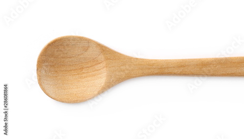 Empty wooden spoon isolated on white background