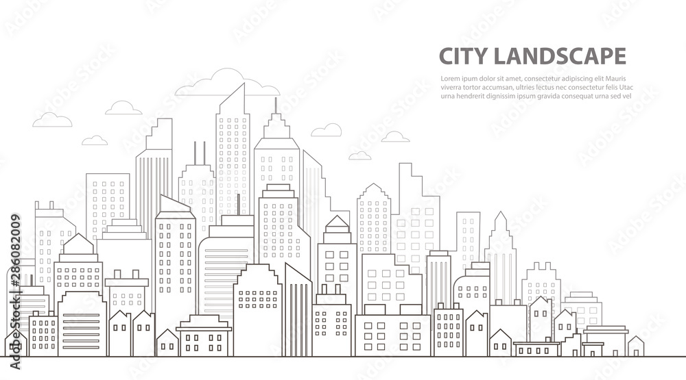 Plakat Modern City Skyline drawing line backgrounds vector illustration EPS10