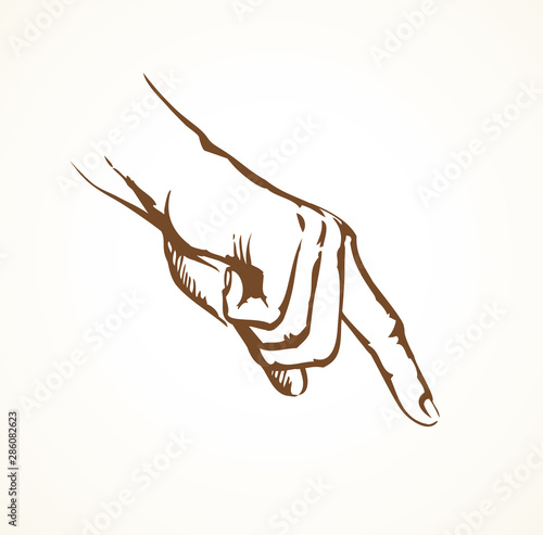 To point with finger. Vector drawing
