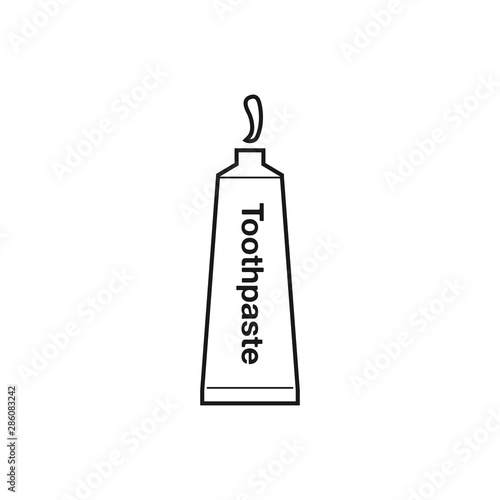 Toothpaste with tube line icon. Vector EPS.