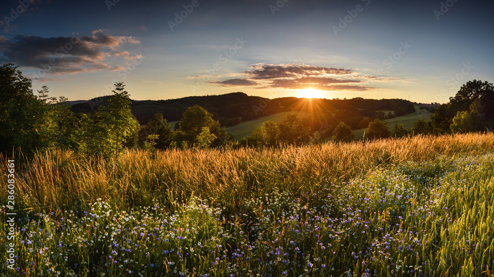 Summer sunset landscape at Lower Silesia/Poland