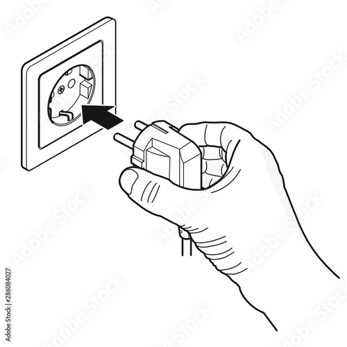 Schutzkontaktstecker einstecken, Typ F