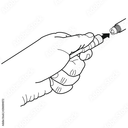 Schraubverbindung, Schlauch/Kabel [schwarz-weiß]