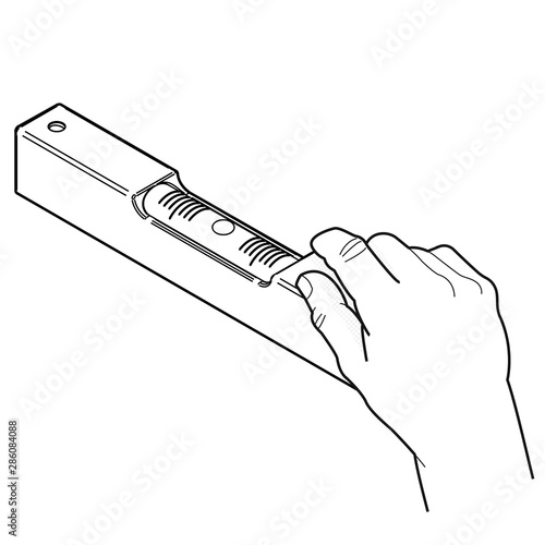 Wasserwaage, rechte Hand [schwarz-weiß]