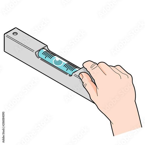 Wasserwaage, rechte Hand [coloriert]