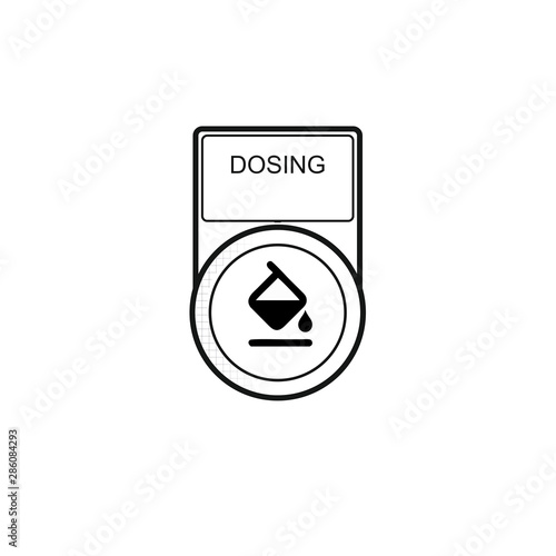 Button "dosing" [schwarz-weiß]