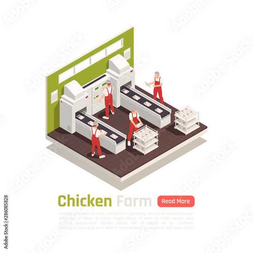 Chicken Farm Isometric Composition 