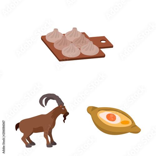 Isolated object of Caucasus and traditions icon. Collection of Caucasus and attributes vector icon for stock.