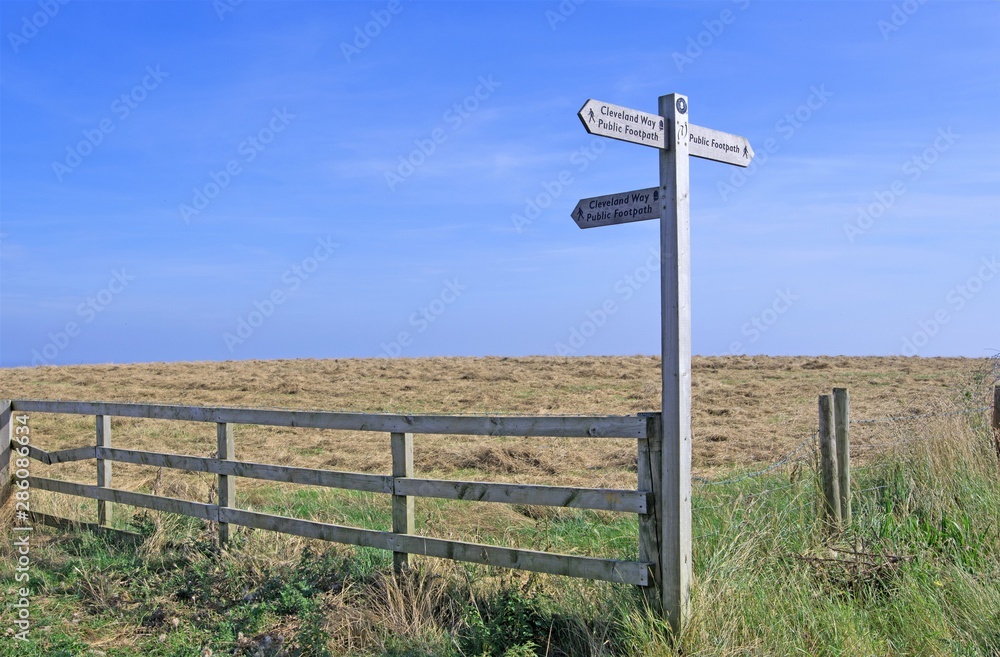 Cleveland Way signage on Penny Nabb cliff tops, Staithes, North Yorkshire, England.jpg