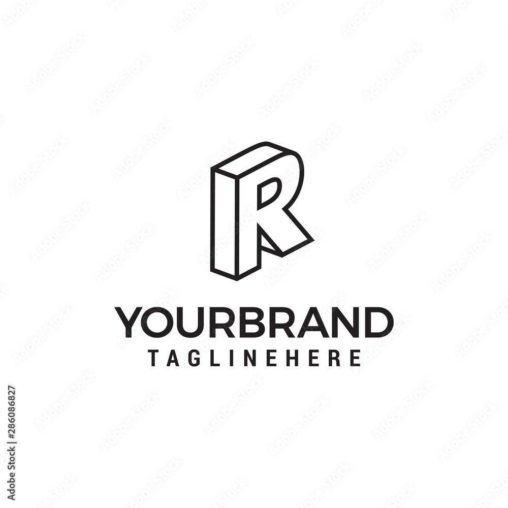 Letter R logo 3D isometric lines geometric shape template design vector Letter R logo 3D isometric lines geometric shape template design vector
