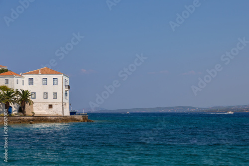 Buildings of Spetses island on Saronic gulf near Athens. Greece