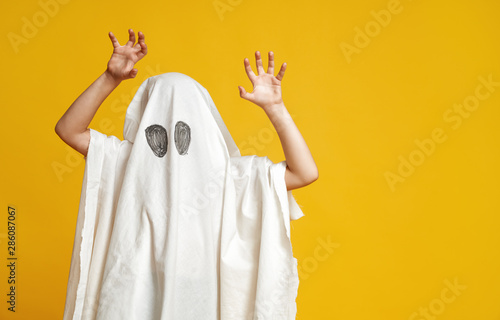 Obraz na płótnie kid in ghost costume