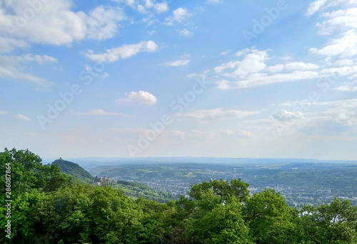 Clear morning sky and view on valleay from the hill, Bonn Siebengebirge © Ashribosa