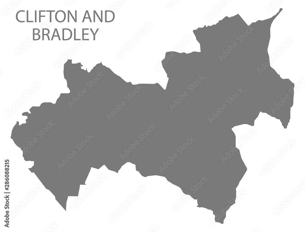 Clifton and Bradley grey ward map of Derbyshire Dales district in East Midlands England UK