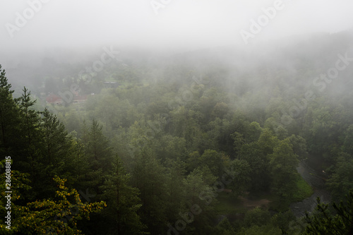 View from Puckoriai Exposure in smoky morning in Vilnius, Lithuania