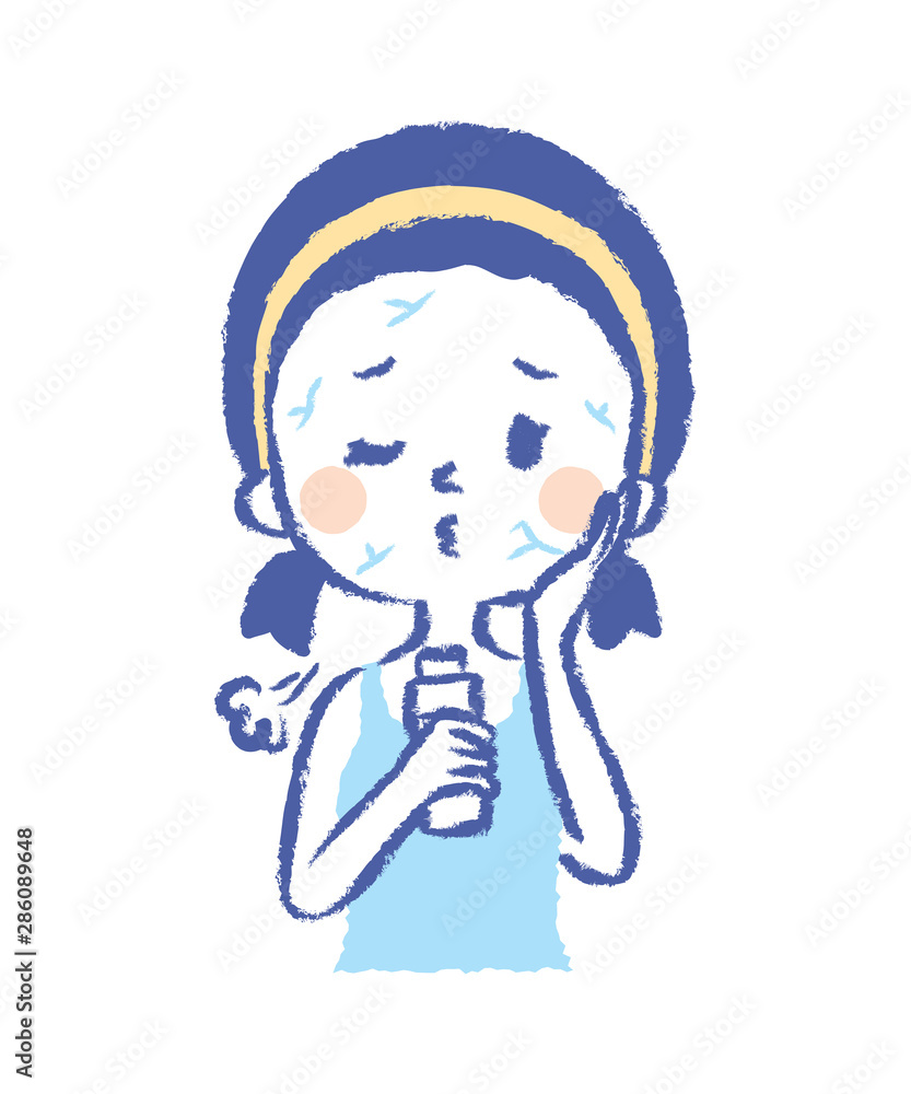 Illustration of woman suffering from dry skin Illustration of woman suffering from dry skin