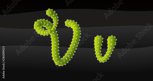 V-v 3D Cactus Alphabet