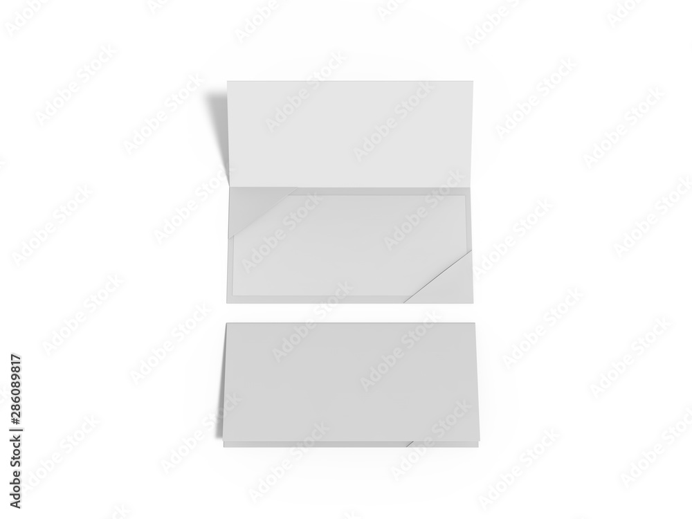 Invitation mock up template for wedding, christmas party, birthday and ceremony. Blank Bi-Fold invitation envelope mock up on isolated white background, 3d illustration Invitation mock up template for wedding, christmas party, birthday and ceremony. Blank Bi-Fold invitation envelope mock up on isolated white background, 3d illustration