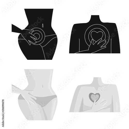 Vector design of hospital and rendering sign. Collection of hospital and help stock symbol for web.
