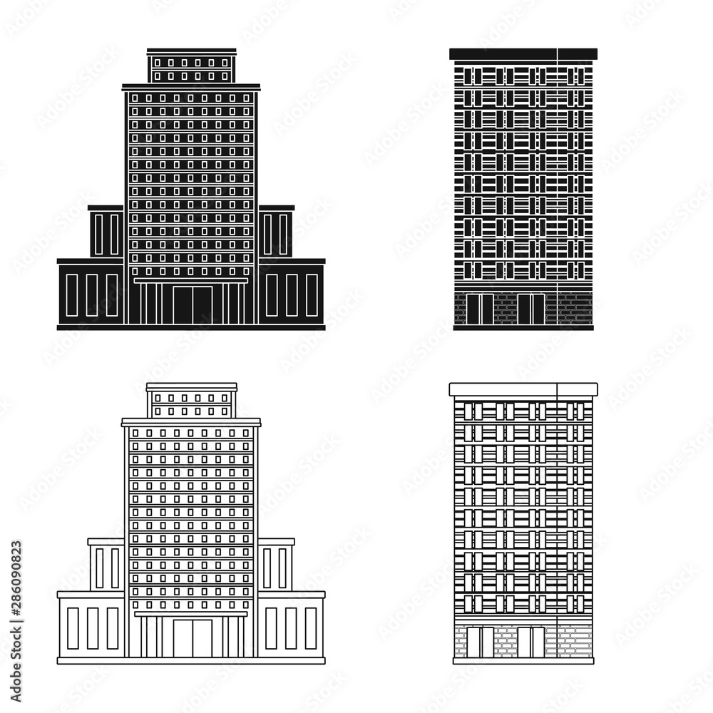 Vector design of municipal and center icon. Set of municipal and estate vector icon for stock.