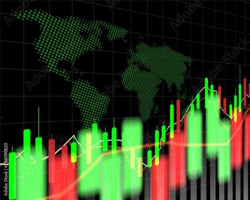 Stock market and exchange of world. Candle stick graph chart of stock market investment trading. black background. Vector.