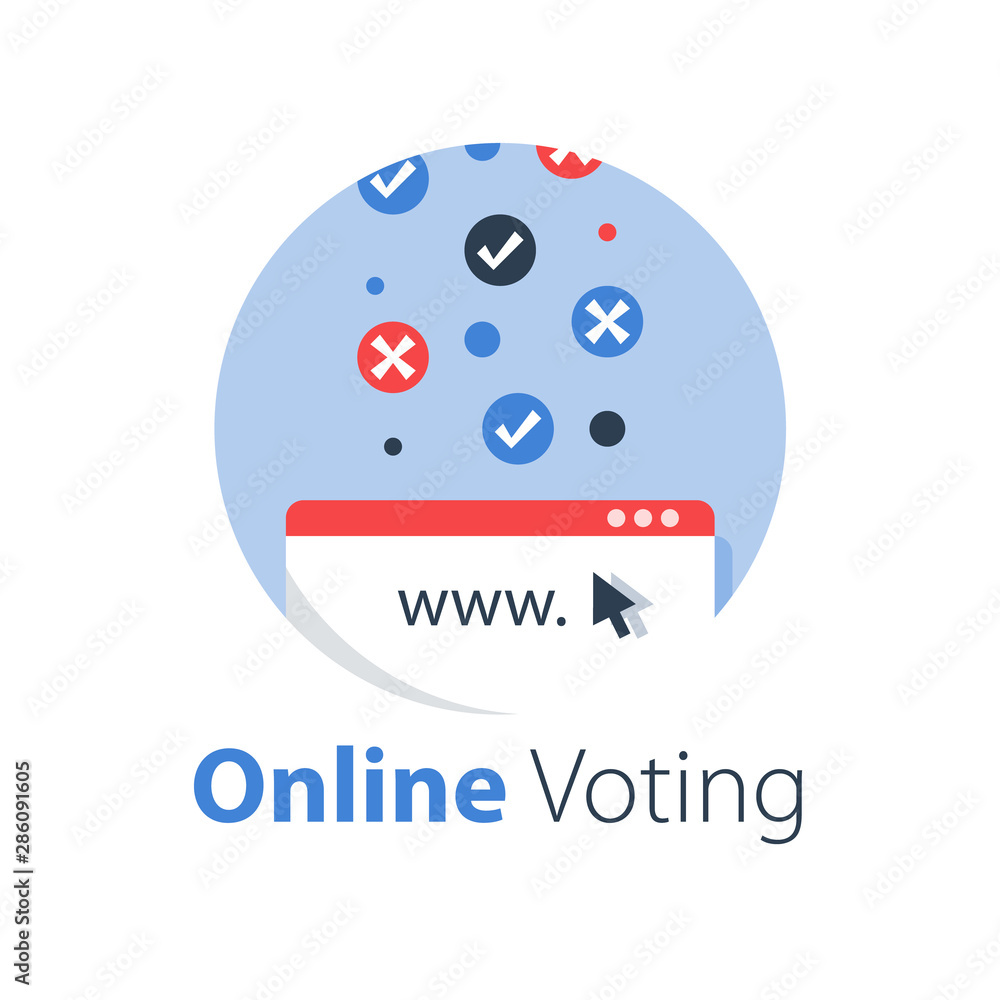 Internet voting, online services, check mark