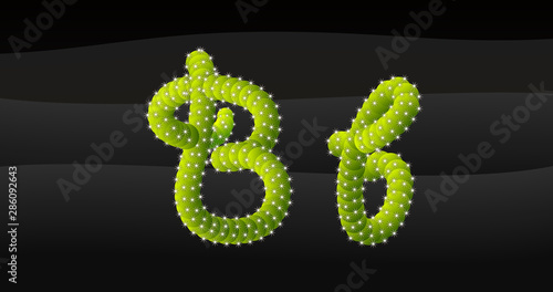 B-b 3D Cactus Alphabet