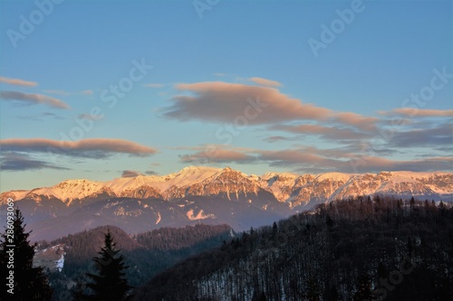 in the Bucegi mountains in the winter evening