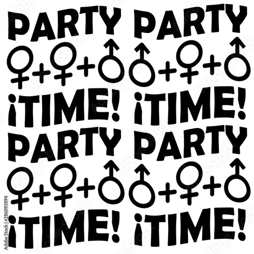 Εκτύπωση καμβά Party Time Threesome Sex Concept Typographic Pattern