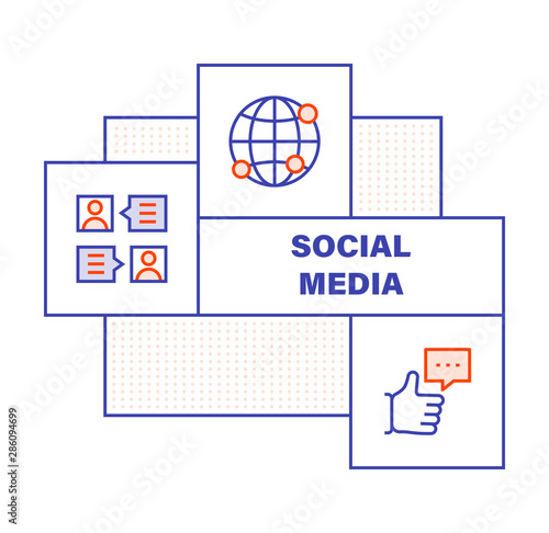 Modern Flat Line Color illustration Concept for Social Media and Seo. Concepts web banner and printed materials. Vector IllustrationWeb
