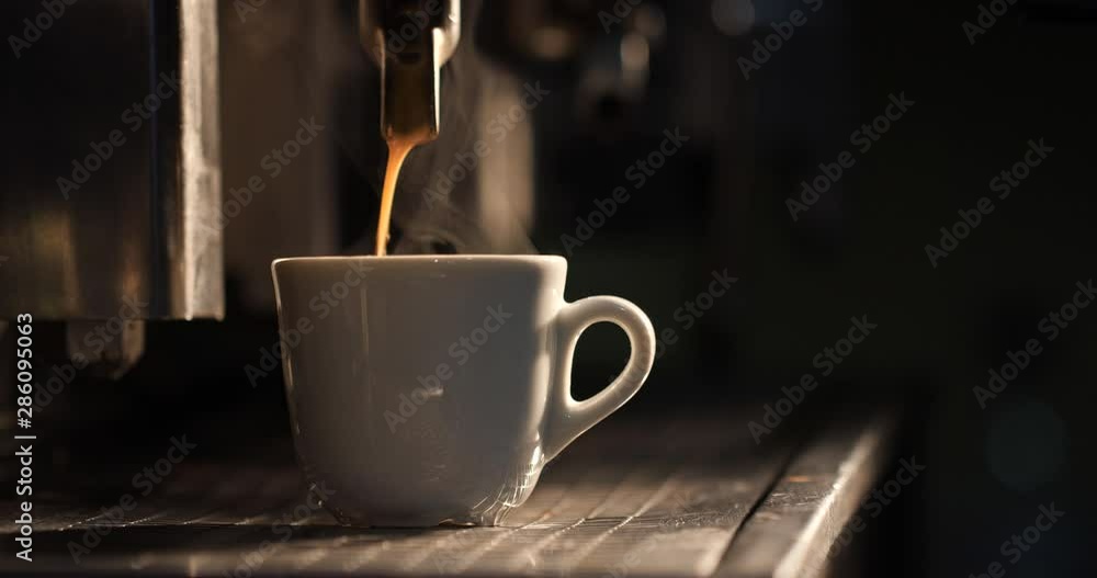 Italian vintage coffee machine makes fragrant espresso