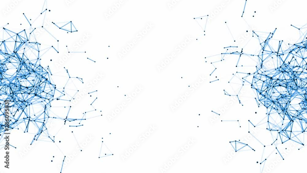Abstract movement of geometric shapes on a white background in the middle of the Abstract movement of geometric shapes on a white background in the middle of the