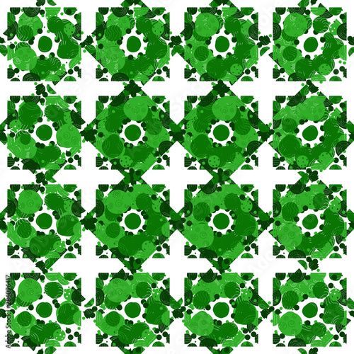 Seamless pattern with green grange doodle polka dots on without background. Vector image. Eps 8