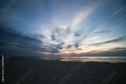 Beautiful Jūrmala countryside view of lovely and calm Baltic sea in a warm summer evening.