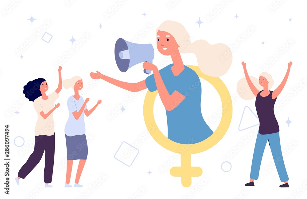 Girl power concept. Flat vector women and female gender sign. Feminism illustration. Woman gender power, sisterhood feminist Girl power concept. Flat vector women and female gender sign. Feminism illustration. Woman gender power, sisterhood feminist