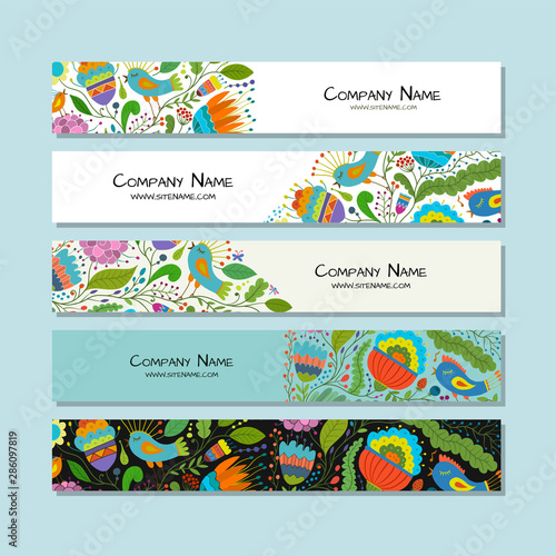 Banners design, floral ornate background