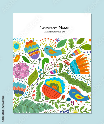 Greeting card design, floral background