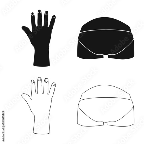 Vector illustration of body and part sign. Set of body and anatomy vector icon for stock.