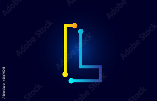 blue and orange letter L alphabet logo icon design