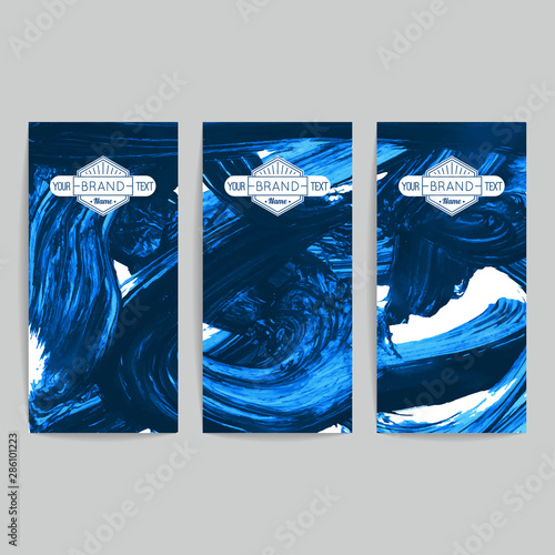 Set of vector business card templates with brush stroke background.