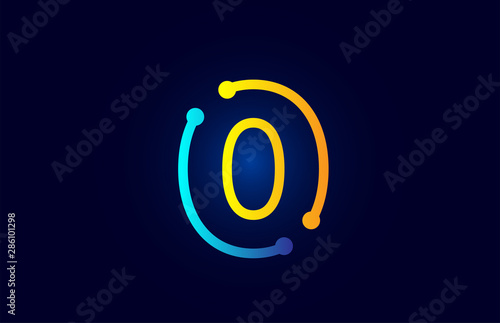 number 0 zero in blue and orange color for logo icon design