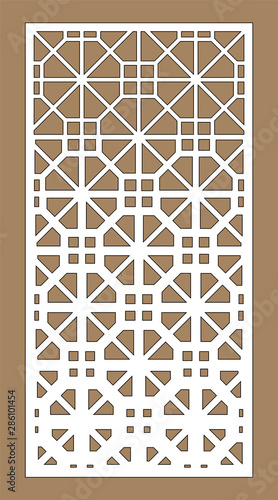 Laser gradient cnc pattern. decorative vector panel for laser cutting. Template for interior partition in arabesque style. Ratio 1:2