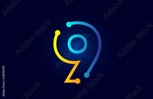 number 9 in blue and orange color for logo icon design