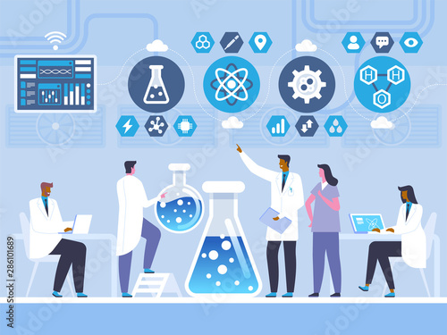 Chemistry laboratory test flat vector illustration