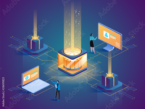 Website hosting isometric vector illustration