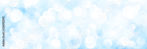 Soft Bright Abstract Bokeh Banner in Shades of Blue, Soft Glow of the Sun , Defocused Lights, Vector Illustration