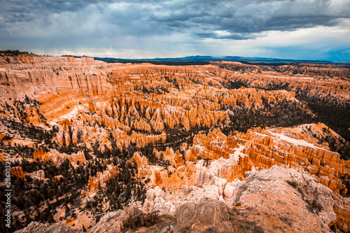 Mix of colors in the canyon at Inspiration Point in Bryce National Park. Utah, United States